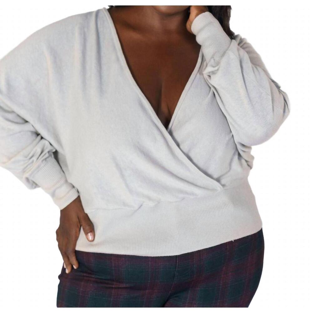 NEW BITTE KAI RAND mullein cotton wrap sweater in lunar rock